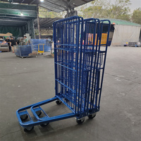 Conteneur de stockage pliable personnalisable pour la logistique d'entrepôt, chariot à roulettes à 4 côtés, empilable, avec roues