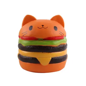 Популярная сжимаемая игрушка, искусственная еда, игрушка-гамбургер с котом, мягкая милая игрушка из пенополиуретана для снятия стресса