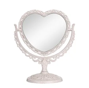 Fabrik angepasste Schönheit Eingangs tisch Herz weiß Kosmetik spiegel drehbarer Schmink spiegel für zu Hause Wohnzimmer