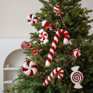 2025 nouveau rouge et blanc décoratif mousse canne à sucre sucette pendentif arbre de noël ornements décorations - Product Image 3