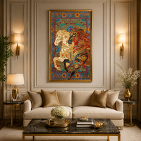 Tableau mural en toile polyester motif ethnique cheval vintage 60x90cm, impression Giclée HD, peinture animale pour décoration de salon à la maison
