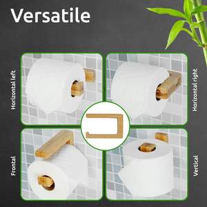 <span class=keywords><strong>Portarrollos</strong></span> de papel higiénico de madera 202411, adhesivo <span class=keywords><strong>sin</strong></span> perforar, <span class=keywords><strong>portarrollos</strong></span> de bambú Natural - Product Image 2