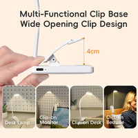 Lampe de lecture LED à pince flexible, réglable, rechargeable, écologique, blanc chaud, intensité variable, anti-éblouissement, haute luminosité, portable