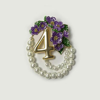 Bros Mutiara Digital Violet Afrika Mewah Buatan Khusus Huruf Yunani Unisex Grosir Bros Bunga Ungu Hadiah