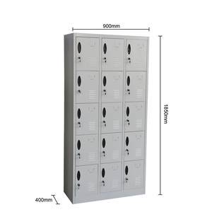 Commercial 15 Door Metal <b>Locker</b> Steel Cube Storage Cabinet with Key <b>Lock</b> Floor Mount for Office Gym School Staff Room - Product Image 2