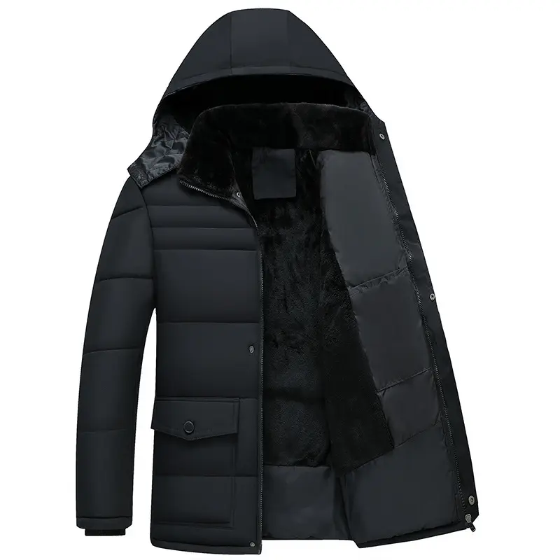 Free Shipping! Men's Long Plus Velvet Jacket, Winter New Trend Men's Jacket