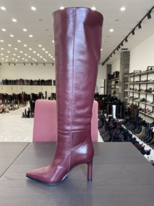 Botas hasta <span class=keywords><strong>la</strong></span> rodilla sexis <span class=keywords><strong>de</strong></span> color rojo <span class=keywords><strong>vino</strong></span> para mujer, botas con cremallera en <span class=keywords><strong>la</strong></span> espalda hasta el muslo para mujer, botines largos <span class=keywords><strong>de</strong></span> tacón fino <span class=keywords><strong>de</strong></span> tamaño personalizado - Product Image 2