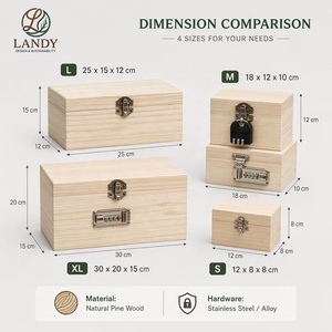 Boîte en bois massif de qualité supérieure avec logo personnalisé, serrure à combinaison, coffre <span class=keywords><strong>secret</strong></span>, coffre de rangement en bois multi-tailles pour un cadeau sécurisé - Product Image 4
