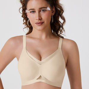 Sutiã Sem Fio Feminino em V, Confortável, Bralette Suporte, Sutiã Tipo Camiseta, Sem Arame, Sem Costura, Push Up, Tamanhos Grandes, Sutiãs do Dia a Dia - Product Image 1