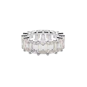 Lurba Jewels 925 <b>Silver</b> 18K Gold Plated Moissanite <b>Emerald</b> Cut Prong Setting Engagement Luxury <b>Ring</b> Modern Unisex Design Elegant - Product Image 1
