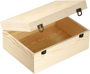 Caja de Joyería de Madera Natural sin Acabado, con Tapa con Bisagras, Diseño Clásico, Gran Capacidad, Almacenamiento Portátil y Sostenible para Recuerdos, DIY - Product Image 1