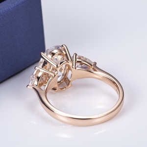 Bague Messi Gems MS-463 en or rose 18 carats, bijoux, 8*11 mm / 3,5 ct, taille ovale, couleur D, moissanite, pour femme - Product Image 5