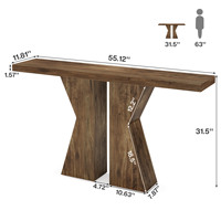 Table console en bois et métal de style Mid-Century Modern, 55 pouces, sur mesure, étroite, pour entrée, salon, appartement, maison