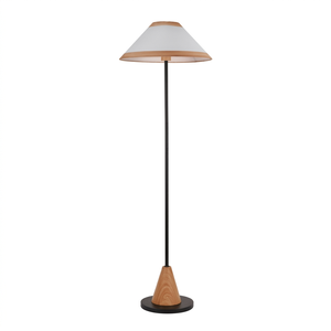 Minimalist wood floor lamp wood-look shade lamp Cylindrical floor lamp design floor indoor lamp - Product Image 1
