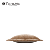 Coussin décoratif TiffHome vintage haut de gamme en velours coupé géométrique orange pour canapé, salon, hôtel, personnalisable