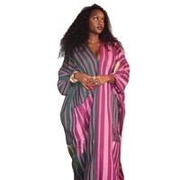 Nouvelle Arrivée Été 2026 – Robe Longue Ample en Polyester à Col en V Rayée Bicolore Style Africain Grande Taille Élégante – Vente Transfrontalière