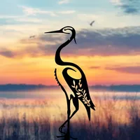 Silhouette de héron en fer forgé pour jardin, sculpture d'oiseau en métal de 118 pouces pour clôture, pot, cadeau de Thanksgiving, de Noël