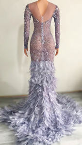 Novance-ملابس نسائية لامعة حجر الراين فساتين حفلات رسمية بأكمام طويلة وحجم كبير - Product Image 3