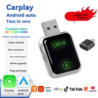 Boîtier CarPlay sans fil transfrontalier amélioré, adaptateur Android Auto deux-en-un, commande vocale, mise à niveau en ligne, connexion USB-A OLIVER