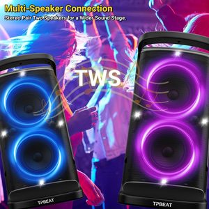 Boombox portable 160W avec LED, batterie de 15 heures, charge rapide, appariement TWS et basses profondes pour les fêtes en plein air et le camping - Product Image 4