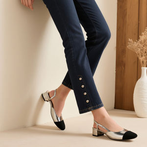 أحذية نسائية بالجملة أحذية فستان من الجلد الطبيعي كعب عالي سميك أحذية نسائية للمكتب أحذية بكعب عالي مصممة على شكل قارب من ورق الشجر - Product Image 4