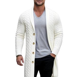Cárdigan de Longitud Media de Lujo Discreto para Hombre 2025 - Abrigo de Mezcla de Lana con Cuello Chal de Punto Grueso |    Ropa de Punto Cálida Personalizable - Product Image 4