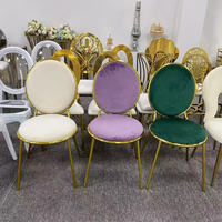 Chaise de salle à manger moderne de luxe en fer recouvert de tissu velours durable pour hôtel, restaurant, parc, extérieur