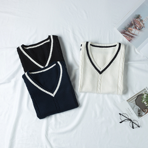 Cao đẳng phong cách Tiếng Anh JK người đàn ông của áo len vest v-cổ Xoắn Màu Áo Ghi Lê Đan Áo sơ mi với thoải mái phù hợp - Product Image 6