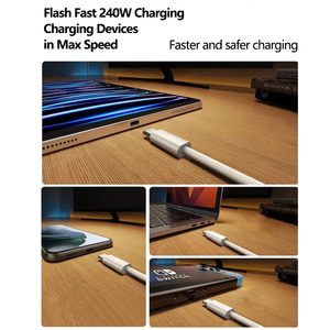 240W PD siêu nylon bện nhanh chóng sạc Type-C để Loại-C Cáp dữ liệu USB-C 240W 2m sạc cáp cho Macbook iPhone 16 - Product Image 6