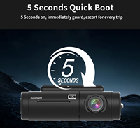 Cámara para Vehículo DVR Exclusiva UHD 4K 25MP, Grabación en Bucle de 2 Canales, WiFi Integrado, Cámara Delantera y Trasera, Visión Nocturna, Sin Pantalla