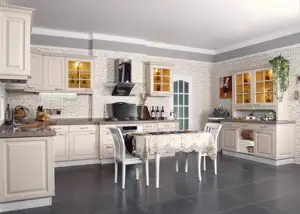 CBMmart pernis mewah bentuk U, lemari dapur dengan pulau desain Modern baru 2024
