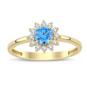 Round Princess Cut Ring Quality 316l Stainless Steel Pvd 18k Gold Plated Luxurious Birthstone Ring Custom Diamond Zircon Ring
