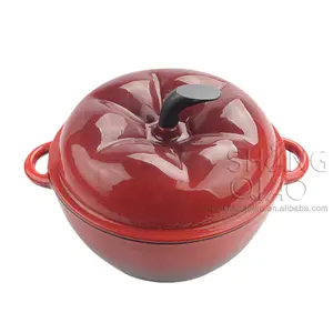 Cazuela festiva de calabaza, olla para estofado <span class=keywords><strong>con</strong></span> forma de tomate, esmalte rojo de hierro fundido - Product Image 1