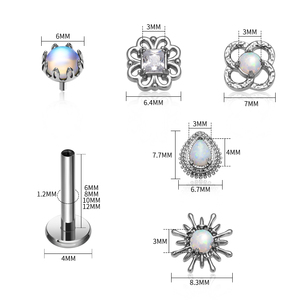 Orecchini a perno in titanio G23 color oro 16G con opale a goccia, piercing per labret, labbra, <span class=keywords><strong>trago</strong></span>, lobo, elice, cartilagine - Product Image 2