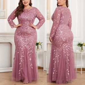 TW06 di lusso alla moda Plus Size abiti da sera eleganti manica lunga con ricami di paillettes abito lungo da sera donna abiti da ballo per donna - Product Image 5