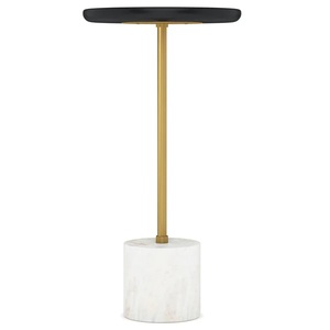 Table d'appoint de canapé en fer Plateau noir avec base en marbre blanc Prix de gros italien moderne Qualité standard - Product Image 3