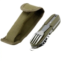 Ensemble d'ustensiles de camping Fourchette de pique-nique pliante portable Cuillère Couteau Ensemble Ouvre-bouteille Vaisselle d'extérieur