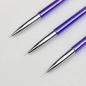 Lot de 3 pinceaux liner en nylon à manche métallique pour nail art, stylos de peinture pour gel et vernis à ongles, pour le dessin de lignes et les motifs étoiles - Product Image 6