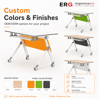 Table de formation mobile à plateau rabattable, table de conférence pliable pour bureau, avec roulettes, couleur personnalisable