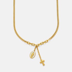 <span class=keywords><strong>Collana</strong></span> Religiosa con <span class=keywords><strong>Rosario</strong></span>, Croce e Nappe della Vergine Maria in Acciaio Inossidabile 18K, Impermeabile e Anti-Appannamento per Donna YF5120 - Product Image 3