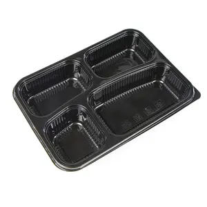 Wholesale Cheap Single Wall Disposable Microwave American Style PP Plastic Black Lunch Box with Lid