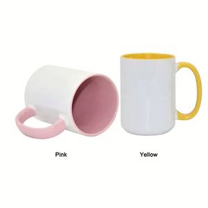 Tasses blanches en céramique de 15 oz, revêtement céramique, pour impression par sublimation DIY - Product Image 3