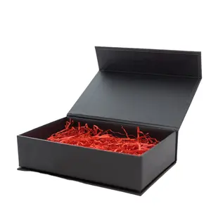 Kotak Hadiah Magnetik Hitam Kustom dengan Logo Kotak Hadiah Natal Kemasan Magnet