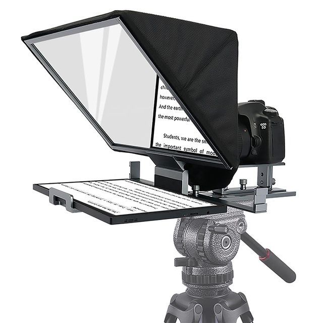 T16 Teleprompter 16" Portable Mini Prompter With Remote Control APP and Optical Glass Adjustable Lens Height Removable Hood