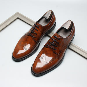 Chaussures habillées en cuir à bout pointu pour hommes, souples et décontractées, Oxford formelles, décontractées pour le bureau, plates, brogues, à lacets. - Product Image 5