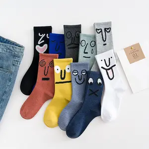 Benutzer definierte Home verrückte Mode Baumwolle Herren Spaß Kleid Crew Unisex Neuheit lustige glückliche Smiley Gesicht Socken