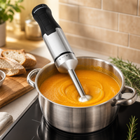 Mixeur Plongeant Électrique Portable en Acier Inoxydable 1600W pour Lait et Aliments, Mixeur Plongeant Domestique pour Purée et Sauces