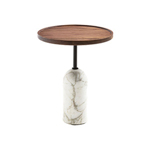 Venta al por mayor nuevo diseño redondo sala de estar pequeña mesa auxiliar de madera moderna con base de mármol natural - Product Image 2