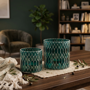 Handmade Eco-Friendly <b>Heat</b> <b>Resistant</b> Mosaic <b>Glass</b> Votive Candle Holder Lantern Modern Decorative Jar for Home Decoration - Product Image 2