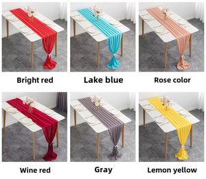Chemin de table décoratif pour la maison, thème romantique doux, 305 x 72 cm, pour mariage, fête, style européen, rouge, en mousseline de polyester, design épuré - Product Image 2